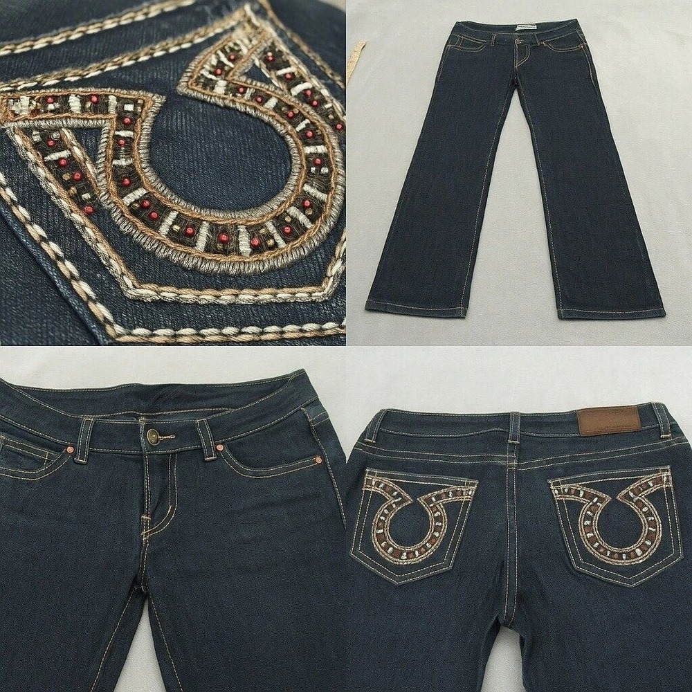 Big‎ Star Maddie Jeans Women 27R Skinny Low Rise 30x31 Whiskering Embroidered